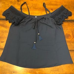 Navy blue off the shoulder top
